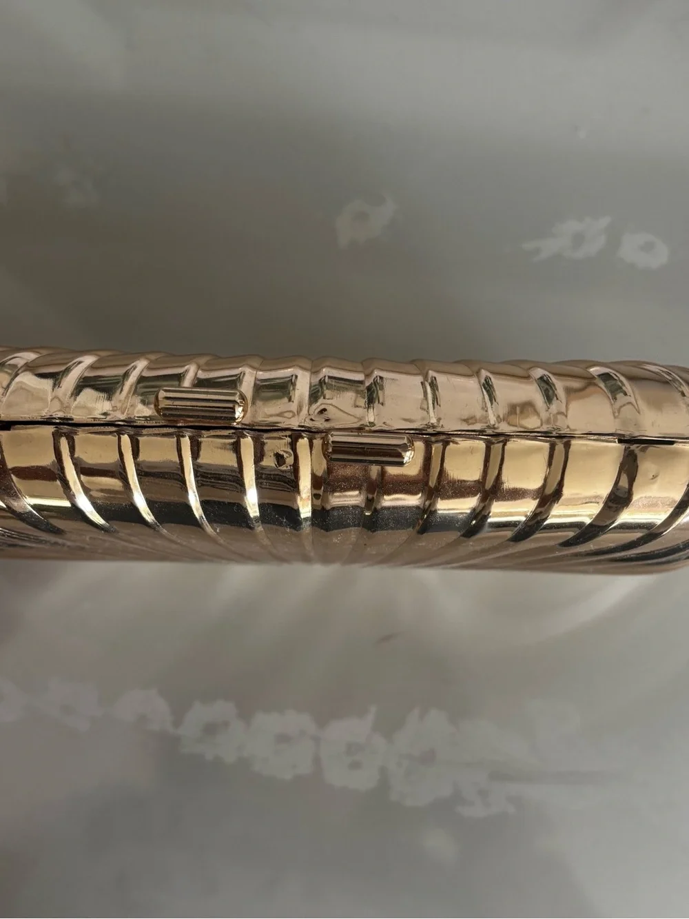 Gold Metallic Shell Clutch Bag - Elegant Evening Handbag